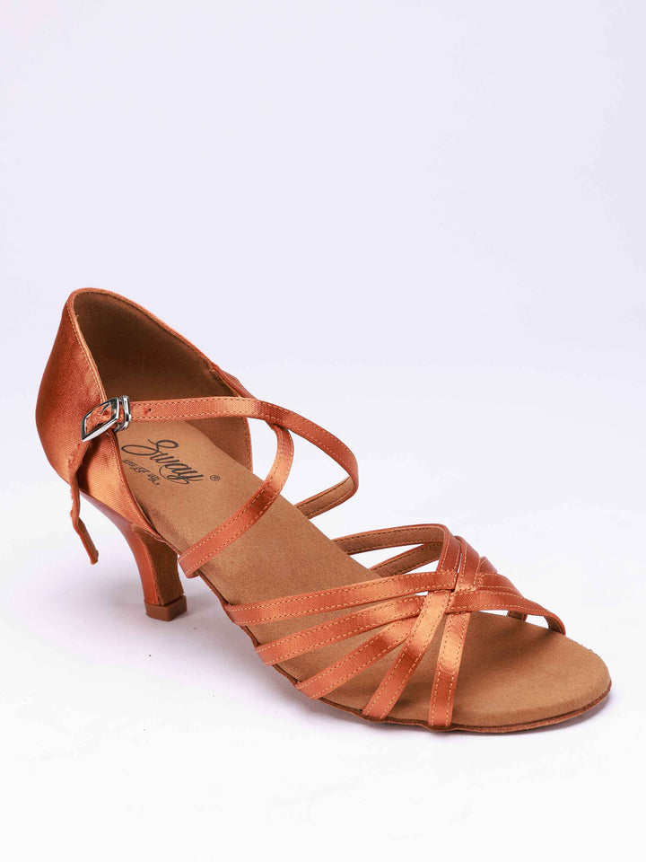 Chaussures de Danse Latine Emma pour Femme - Talons Moyens couleur Tannée