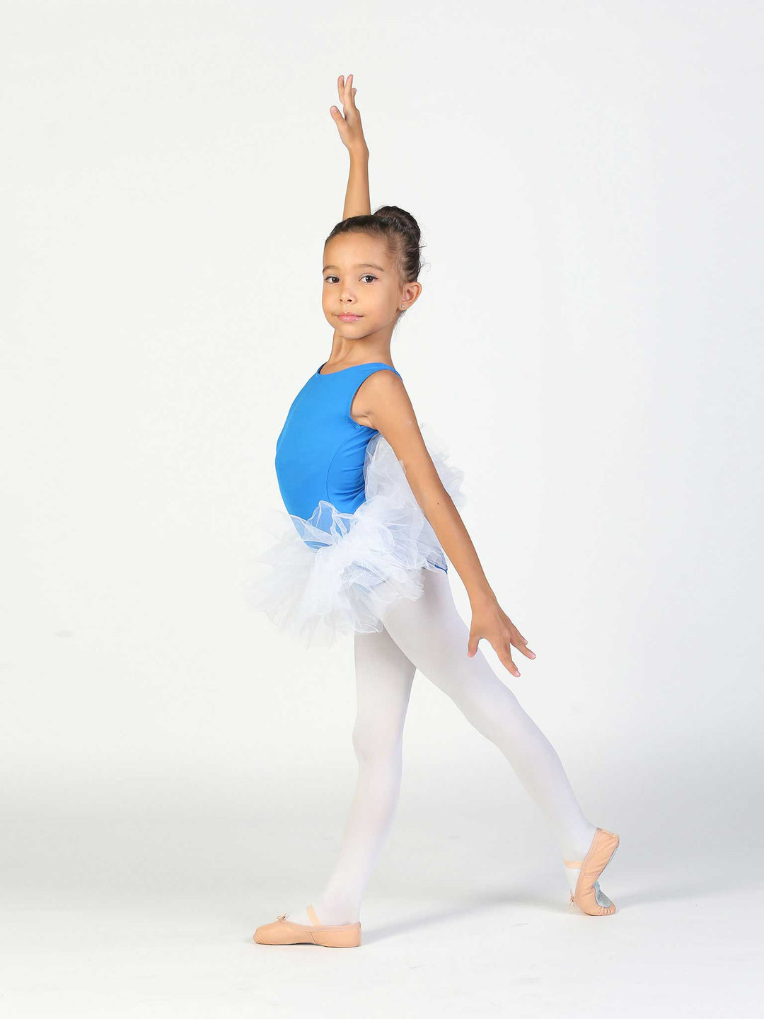 Tutu de danse blanc pour enfant – tenue de ballet avec jupe en tulle léger.