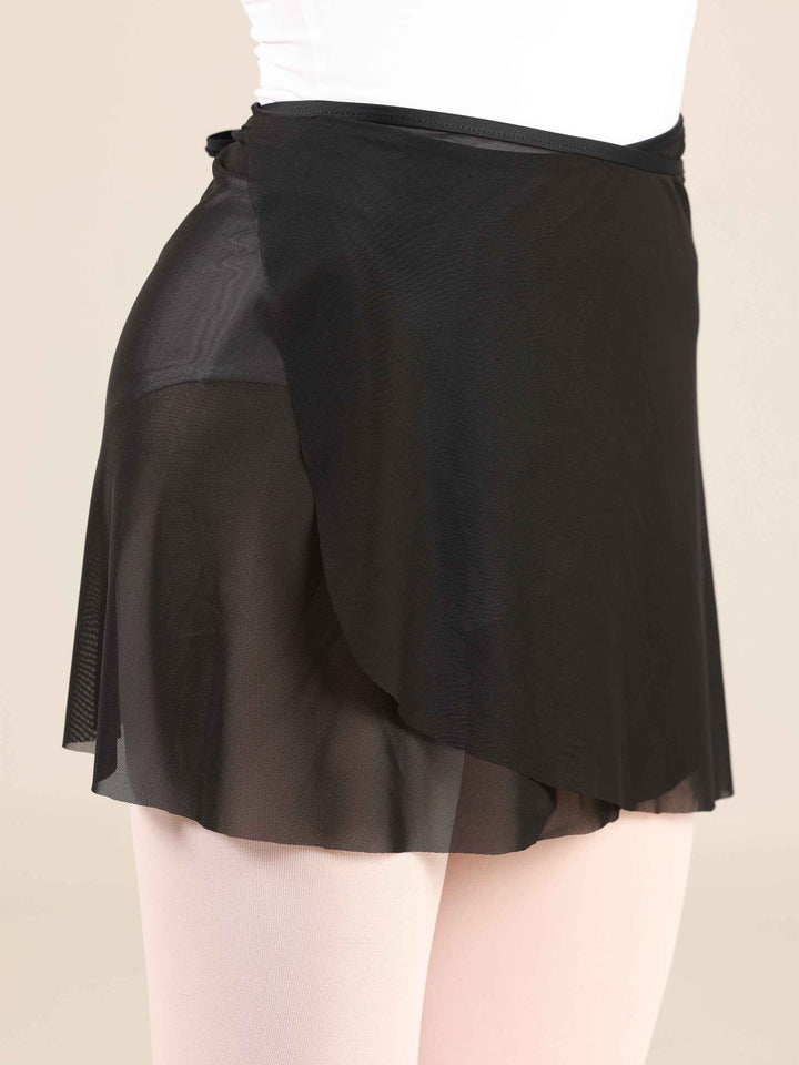 Jupe ballet courte en tulle à nouer pour femme, couleur noire - vue de côté