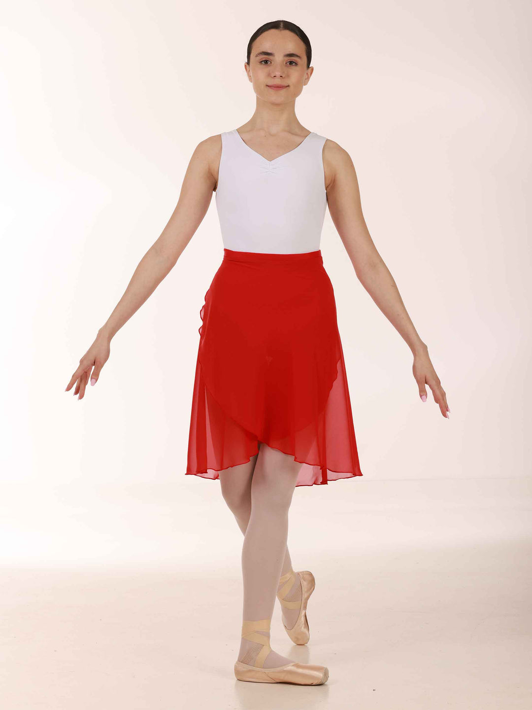 Jupe longue portefeuille en mousseline pour la danse, femme, couleur rouge