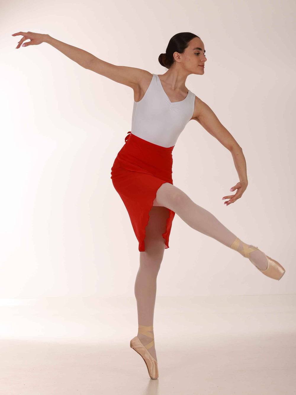 Jupe longue portefeuille en mousseline pour la danse, femme, couleur rouge