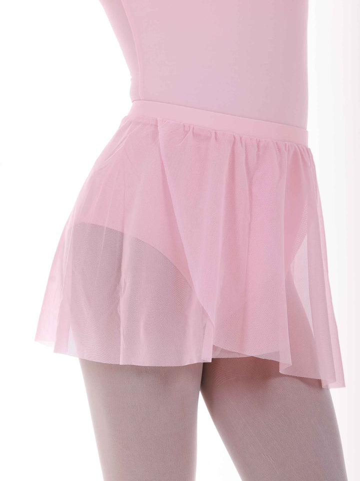 Jupe de ballet en tulle à enfiler pour fille, taille élastique, couches superposées, couleur rose clair - vue de côté