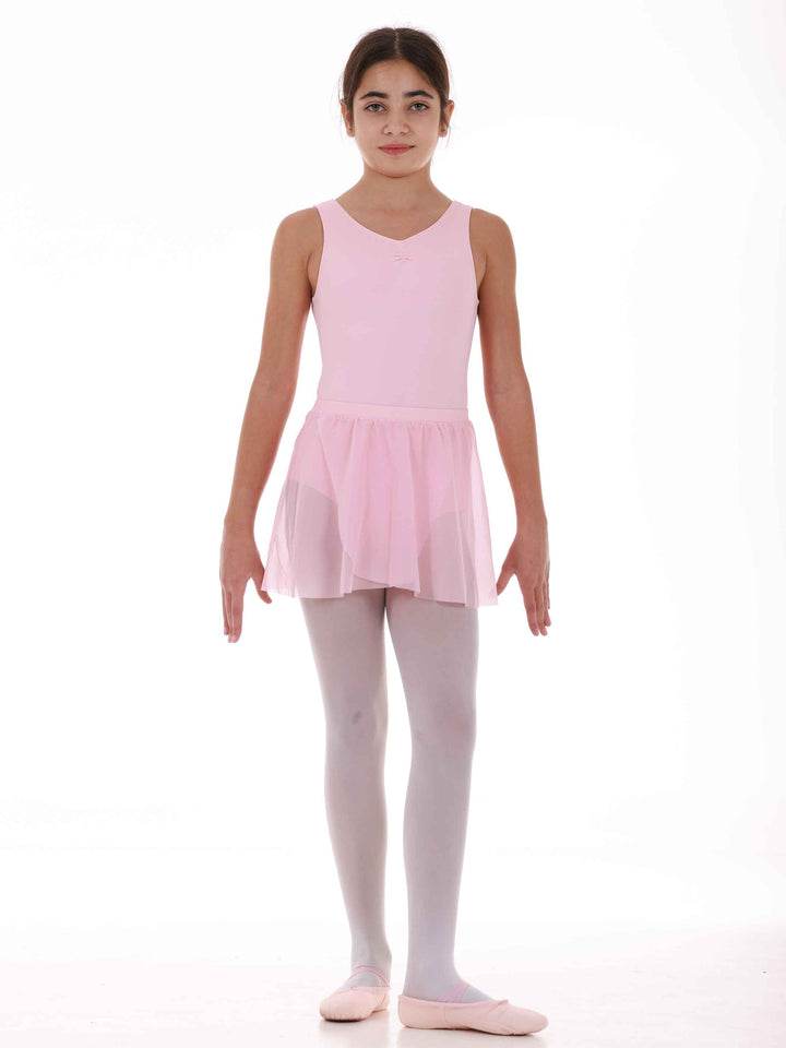 Jupe de ballet en tulle à enfiler pour fille, taille élastique, couches superposées, couleur rose clair, assorti avec un justaucorps rose clair