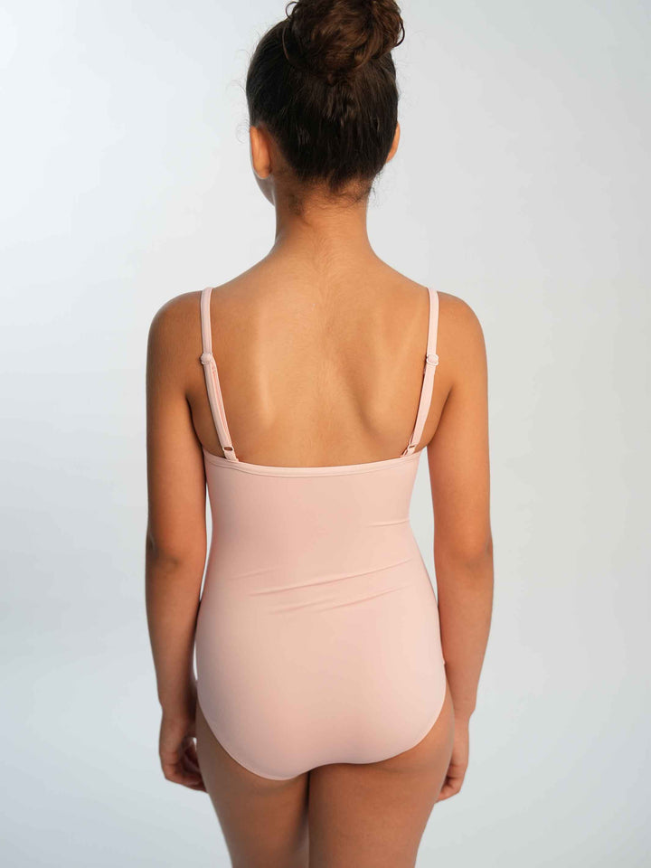 Justaucorps de ballet camisole ajustable pour fille, encolure droite et dos dégagé, couleur rose clair - vue arrière