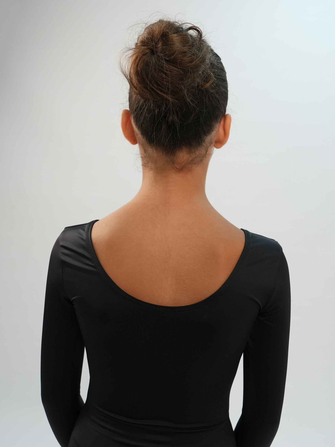 Justaucorps de ballet à manches longues pour fille, couleur noir, conçu pour le confort et la performance en danse classique - vue arrière