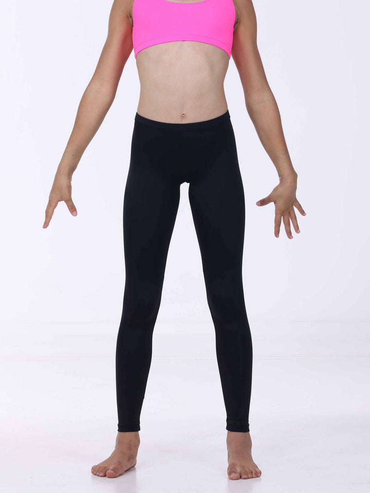 Legging de danse noir pour fille – taille basse et coupe ajustée pour une liberté totale de mouvement.
