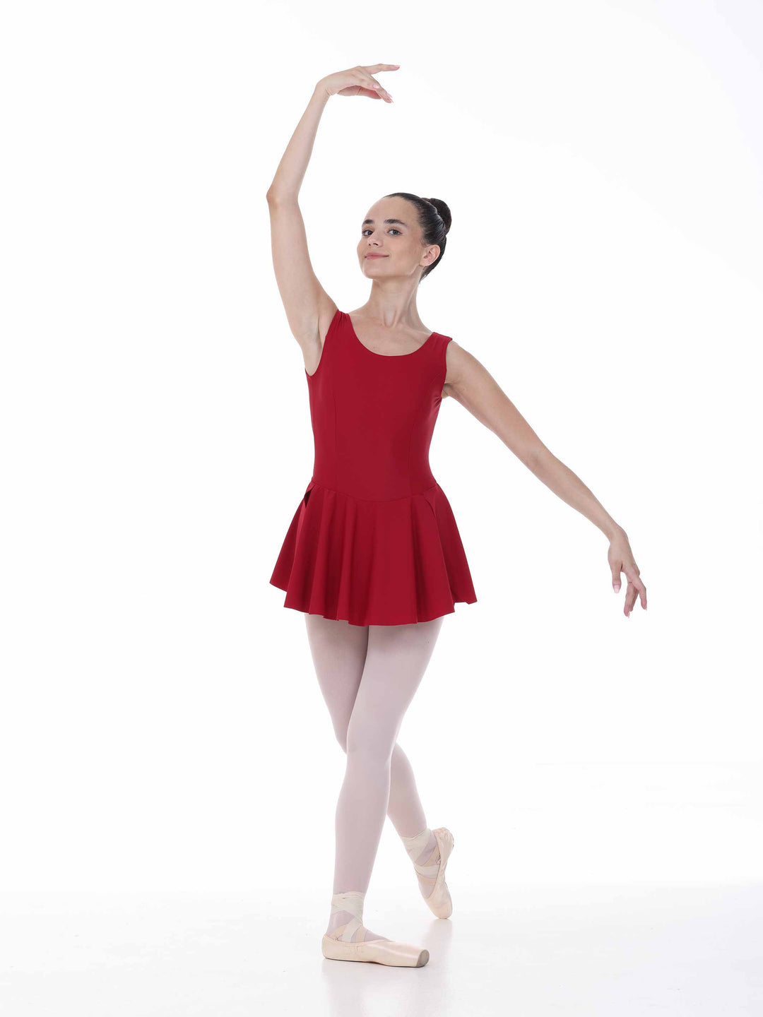 Robe de danse classique bordeaux – couture structurante sur le devant et tombé harmonieux.