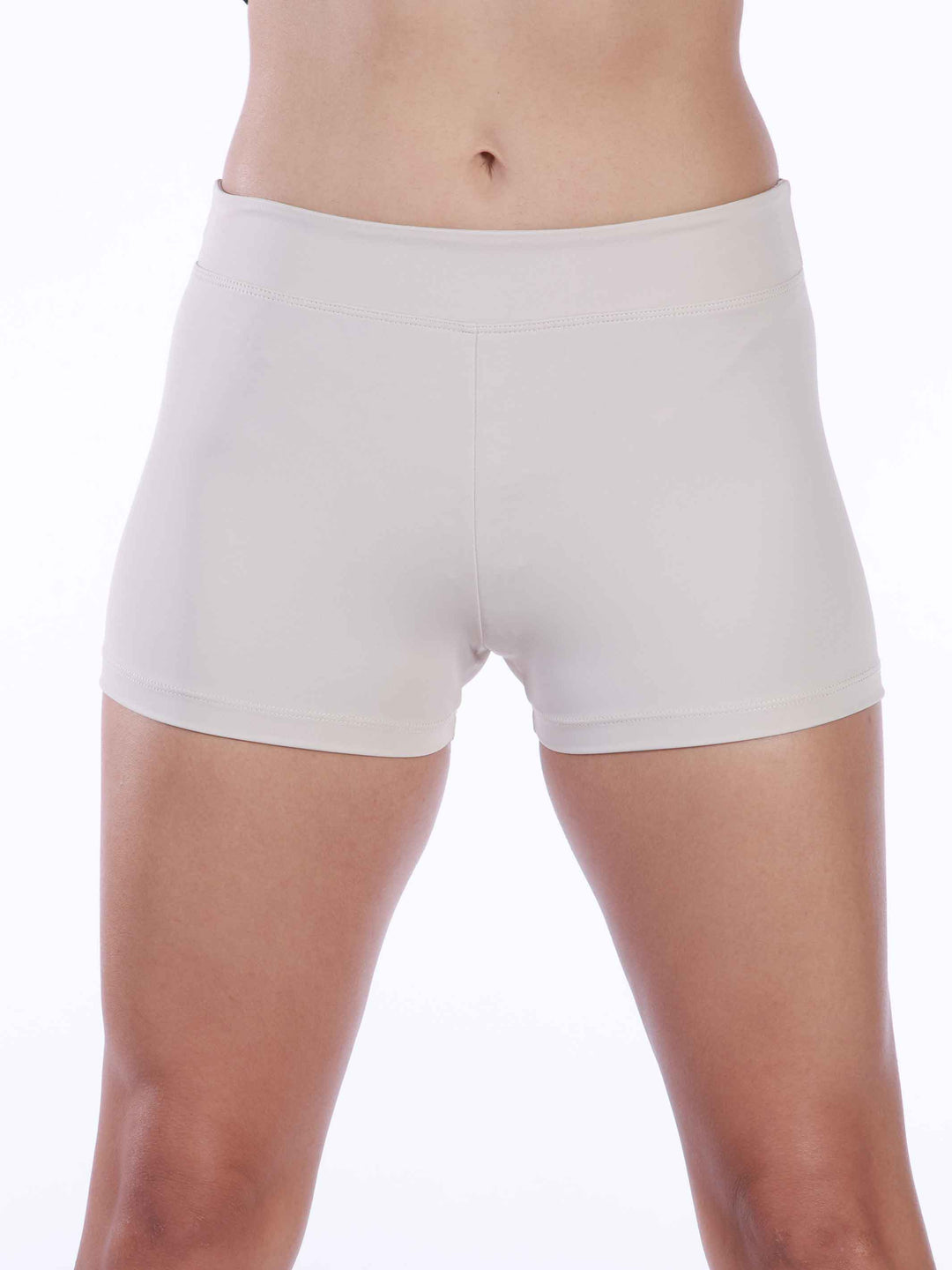 Short taille basse pour la danse et le yoga, coupe brief, couleur beige clair, pour femme - vue de face