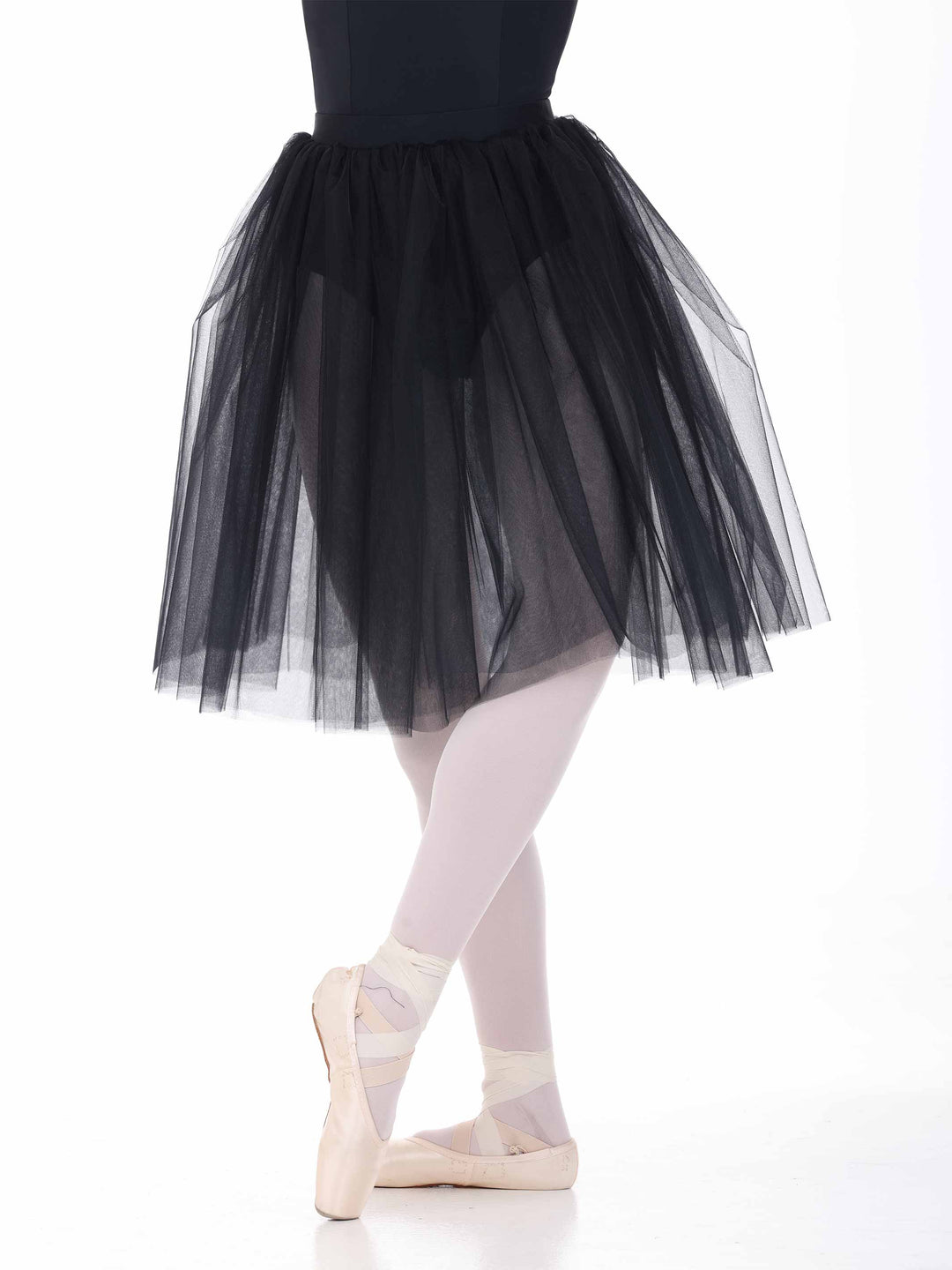 Détail du tutu noir en tulle transparent – jupe légère et vaporeuse pour répétitions ou scène.